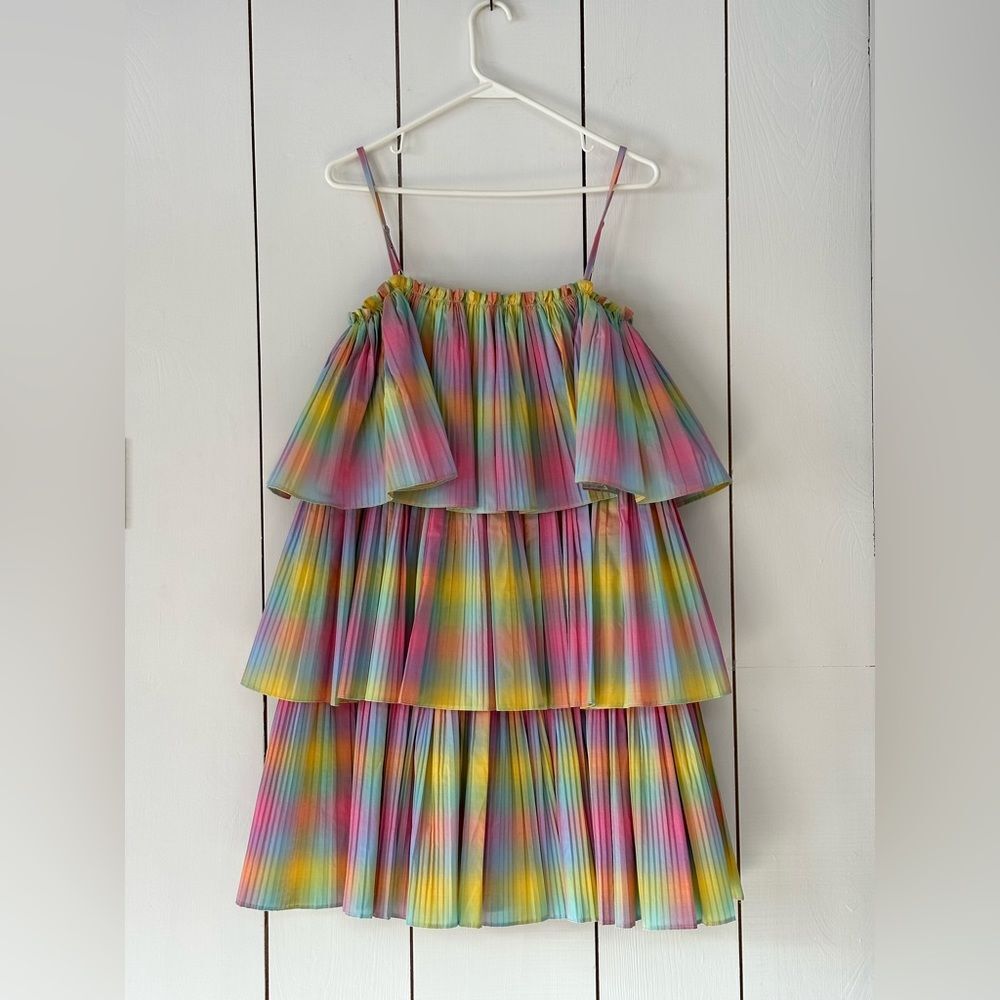 Anthro Beatrice B Tiered Babydoll Dress 6 NWT Pastel Rainbow - Picture 7 of 14